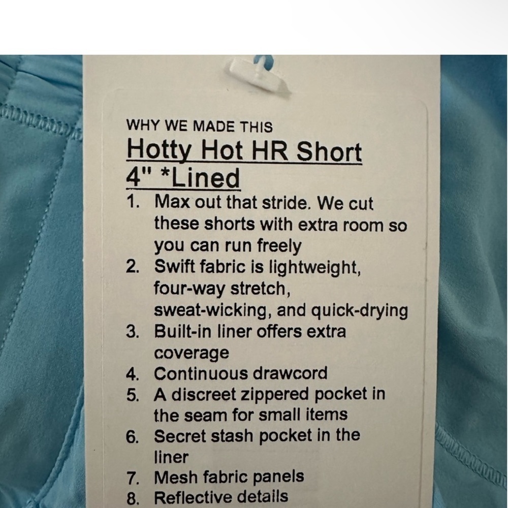 Lululemon Hotty Hot HR Short 4" Lined Blue Chill NWT size 4 - Picture 5 of 8